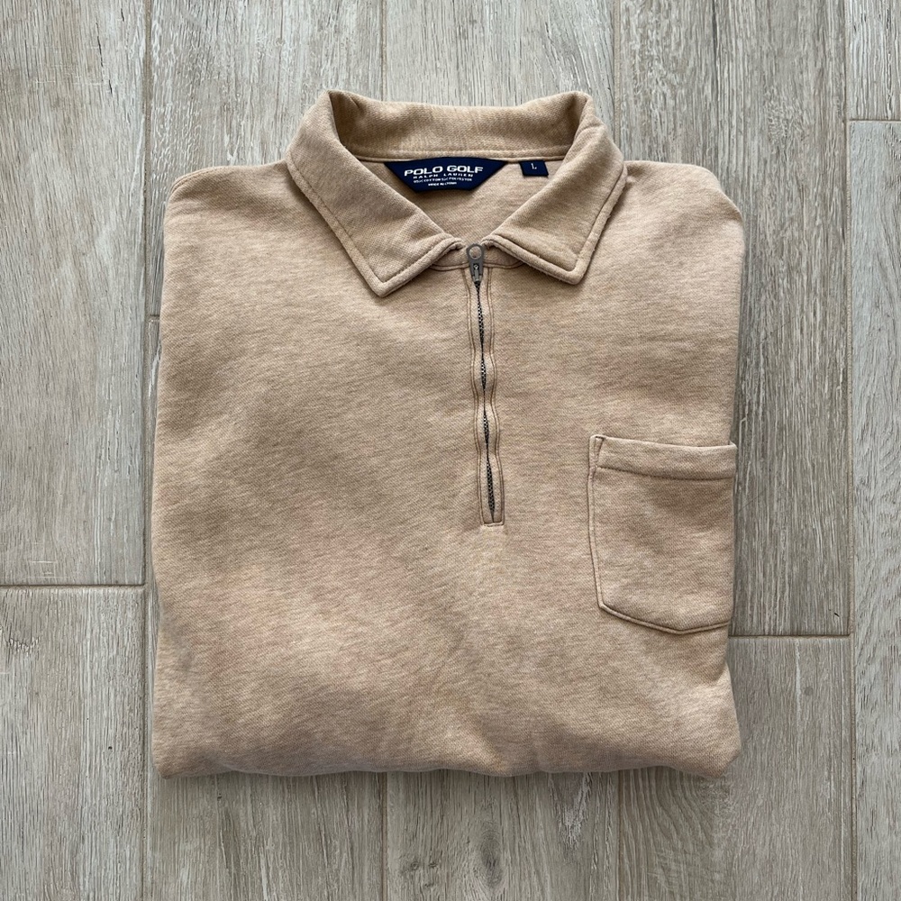 Polo by Ralph Lauren Golf Khaki Quarter-Zip Sweater